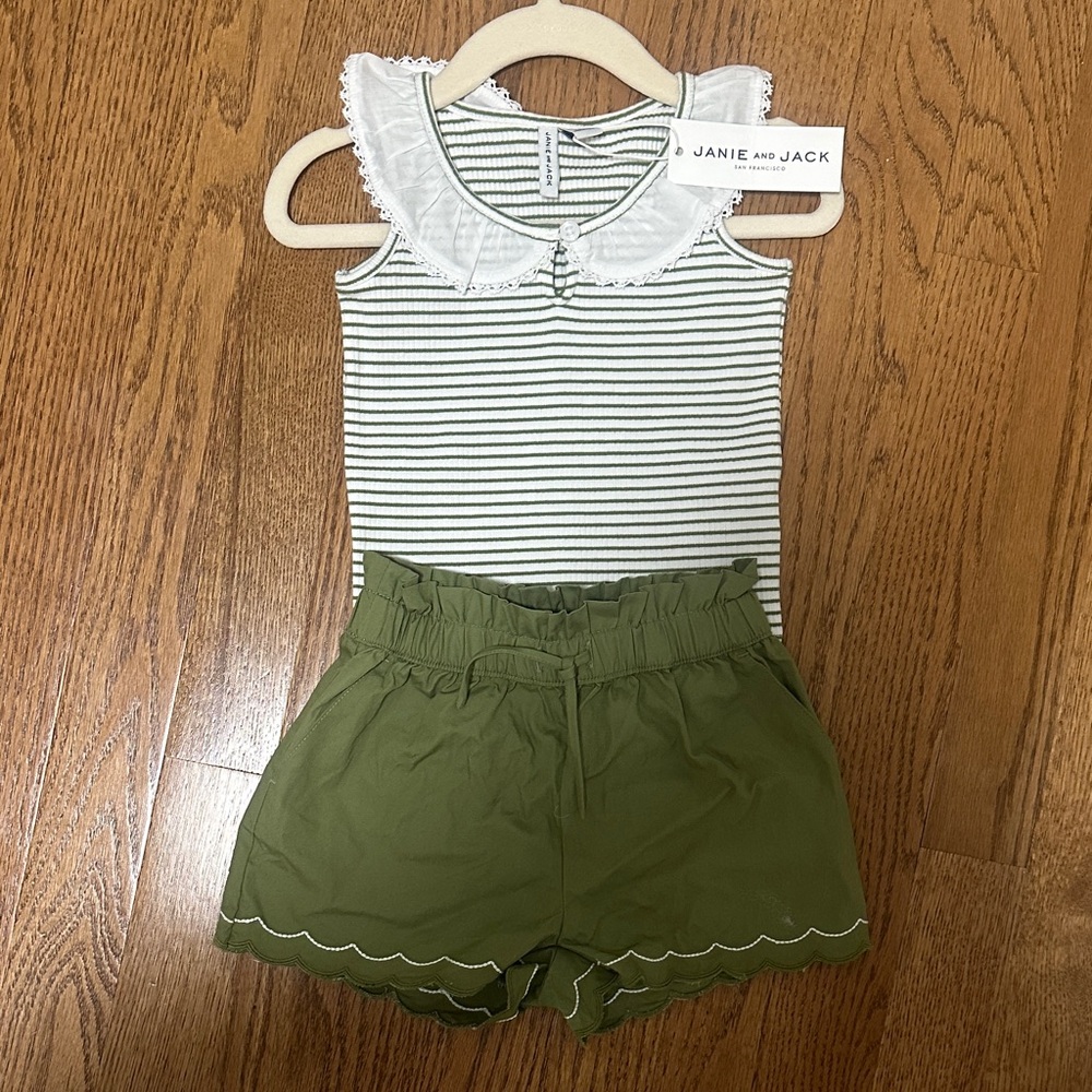 JANIE AND JACK Olive Green Tank and Short Set NWT 6-12 Months
